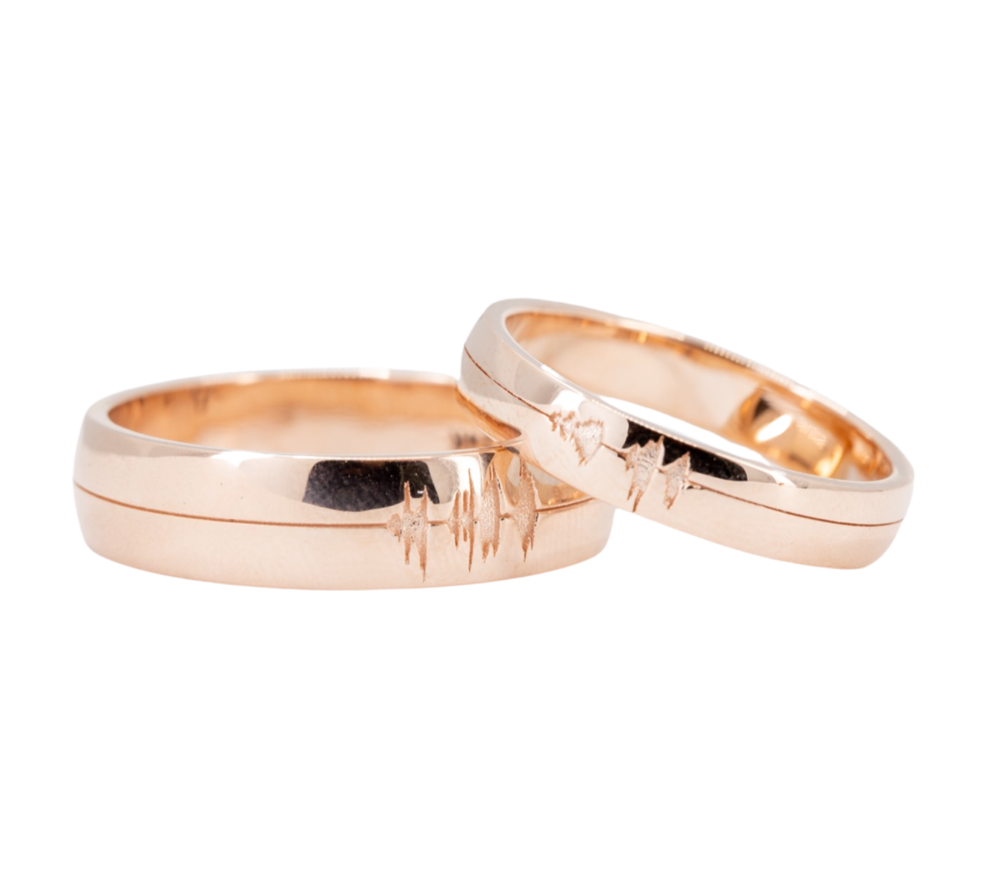 Gold Fingerprint Engraved Rings for Couples