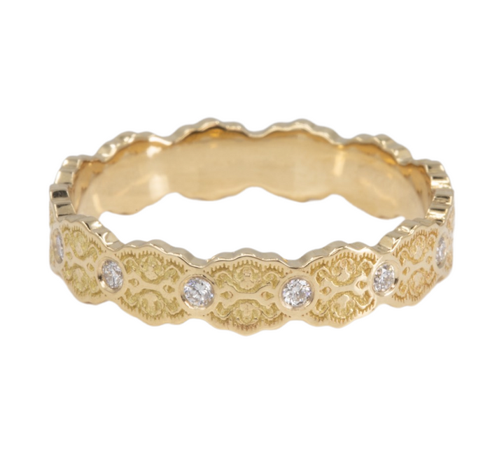 Aria Lace Wedding Ring with Eternity Diamonds